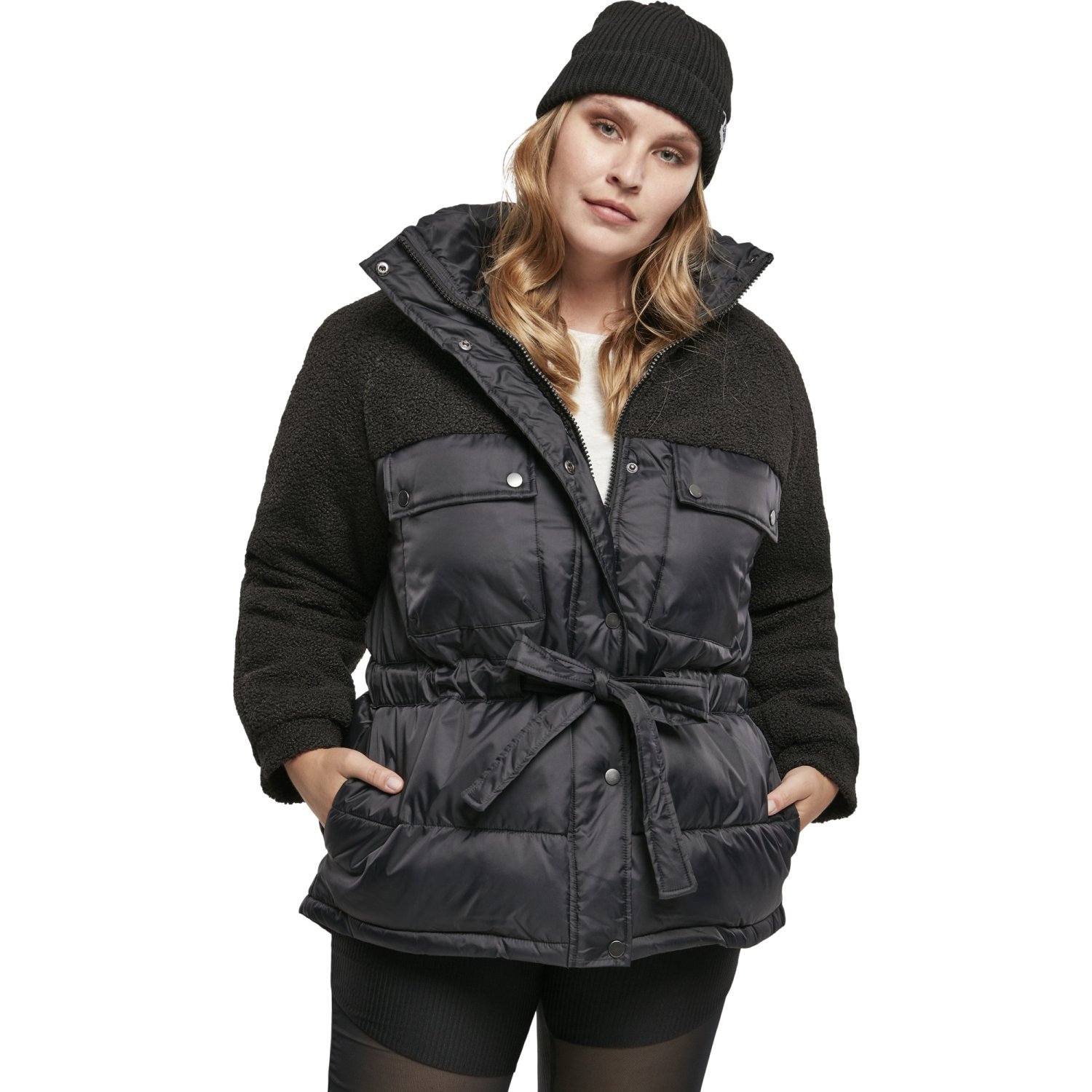 schwarz Winterjacken Sherpa | Ladies FRAUEN Jacken Classics | | Urban Urban | Street - Shop Puffer Jacke