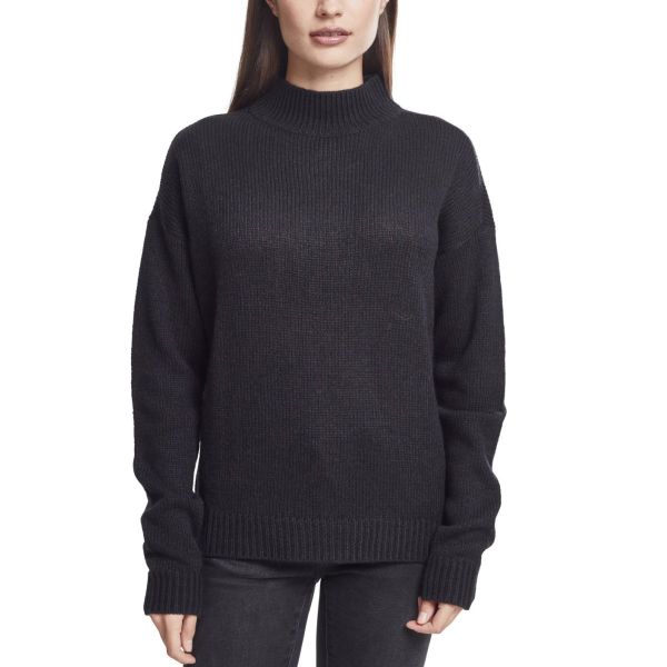 Urban Classics Ladies Oversize Turtleneck Sweater Black Sweater Sweatshirts Women Urban Street En