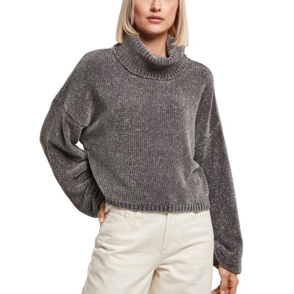 Urban Classics Ladies - Oversized Chenille Sweater asphalt | Sweater |  Sweatshirts | FRAUEN | Urban Street Shop
