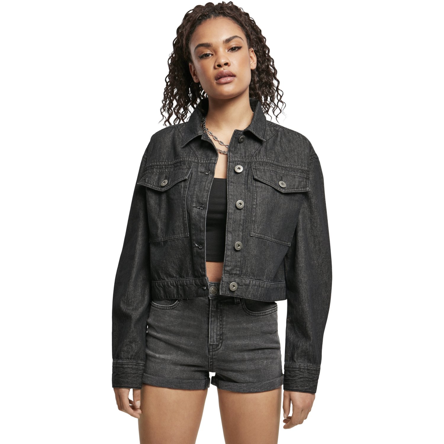 Urban Classics Ladies Jackets | WOMEN | College Denim Jacket - Oversized | EN STREET Jackets | URBAN Short